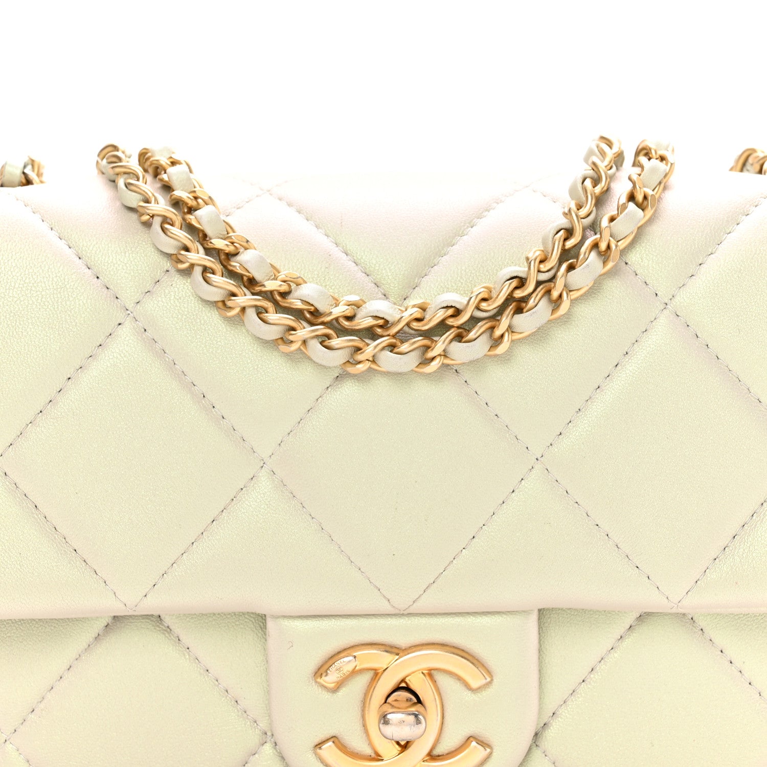 Chanel Pearly Lambskin Quilted Pearl Small Flap Light Grey 8 of 10
