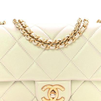 Chanel Pearly Lambskin Quilted Pearl Small Flap Light Grey 8 of 10