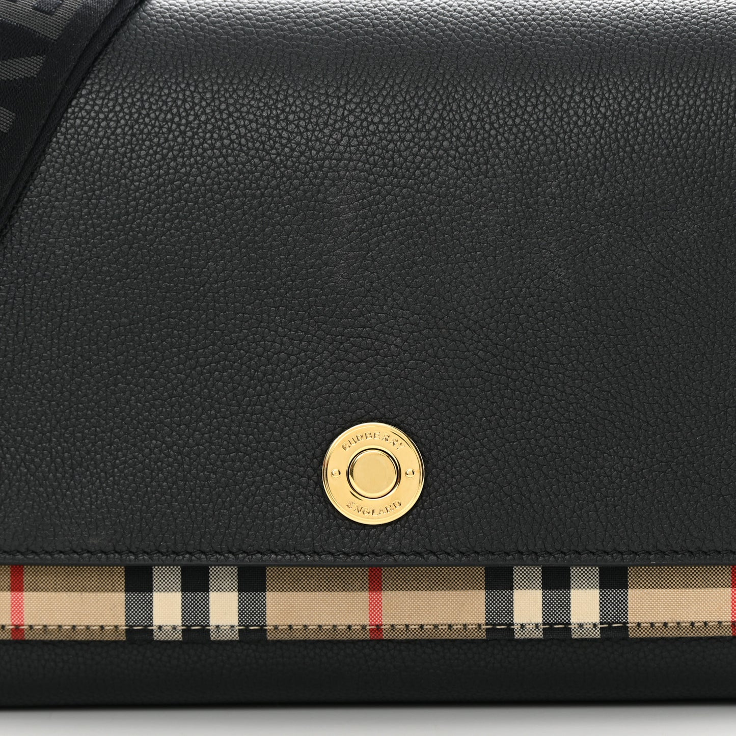 Grainy Calfskin Vintage Check Note Crossbody Bag Black
