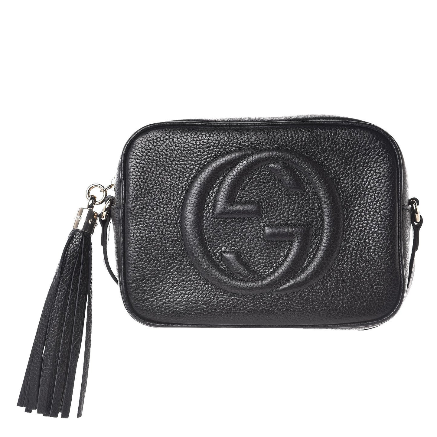 Pebbled Calfskin Small Soho Disco Bag Black