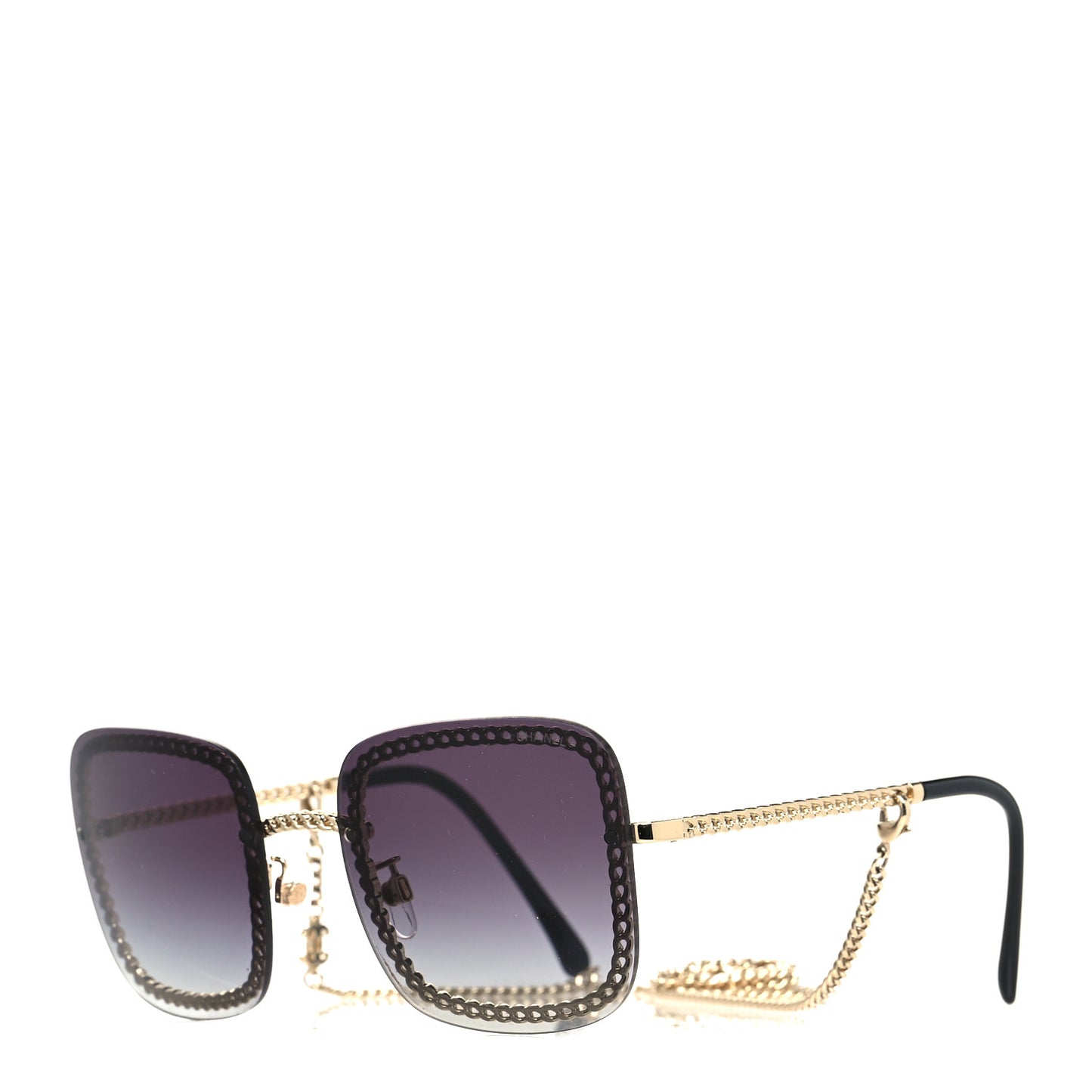 Metal Removable Chain Square Sunglasses 4244 Black