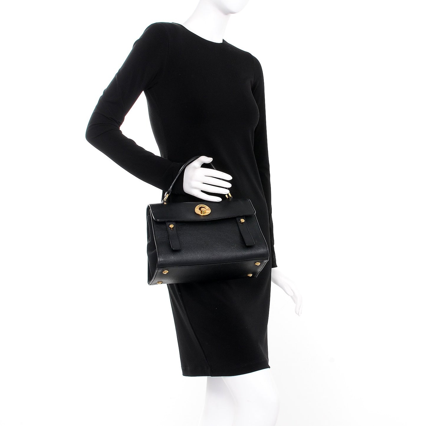 Calfskin Canvas Small Muse Two Black