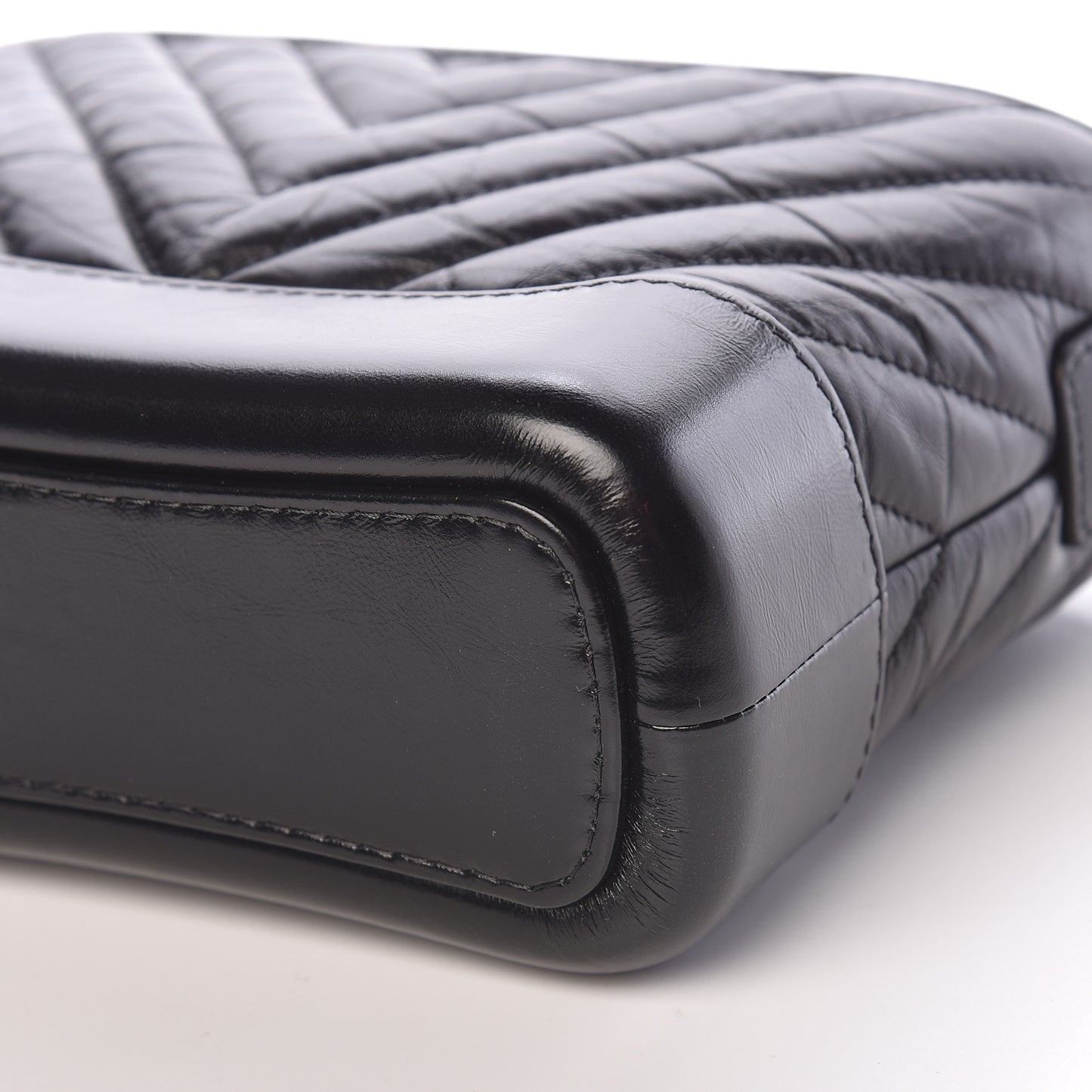 Aged Calfskin Chevron Quilted Small Gabrielle Hobo So Black