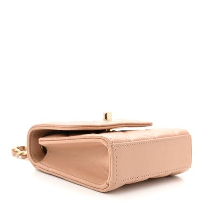 Chanel Lambskin Quilted Mini Trendy CC Clutch With Chain Beige 4 of 10