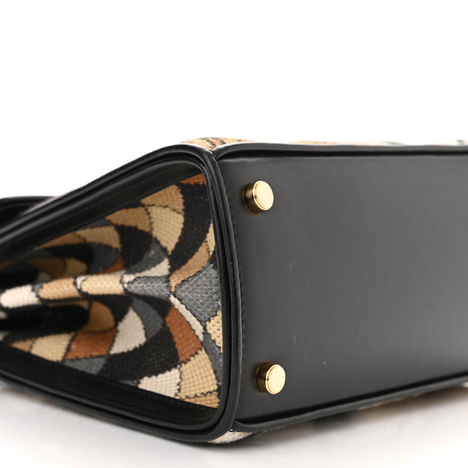 Salvatore Ferragamo Canvas Calfskin Tiger Print Gancini Small 2-Way Iconic Top Handle Bag Black Multicolor 9 of 11