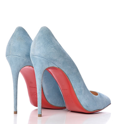 Christian Louboutin Veau Velours Pigalle Follies 100 Pumps 40 Celeste 4 of 19