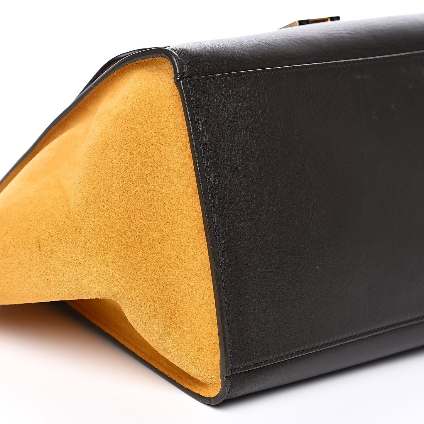 Smooth Calfskin Suede Medium Tri-Color Trapeze Mustard