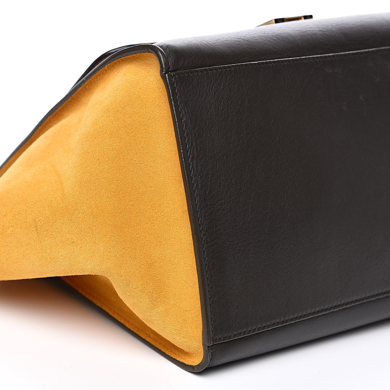 Celine Smooth Calfskin Suede Medium Tri-Color Trapeze Mustard 7 of 14