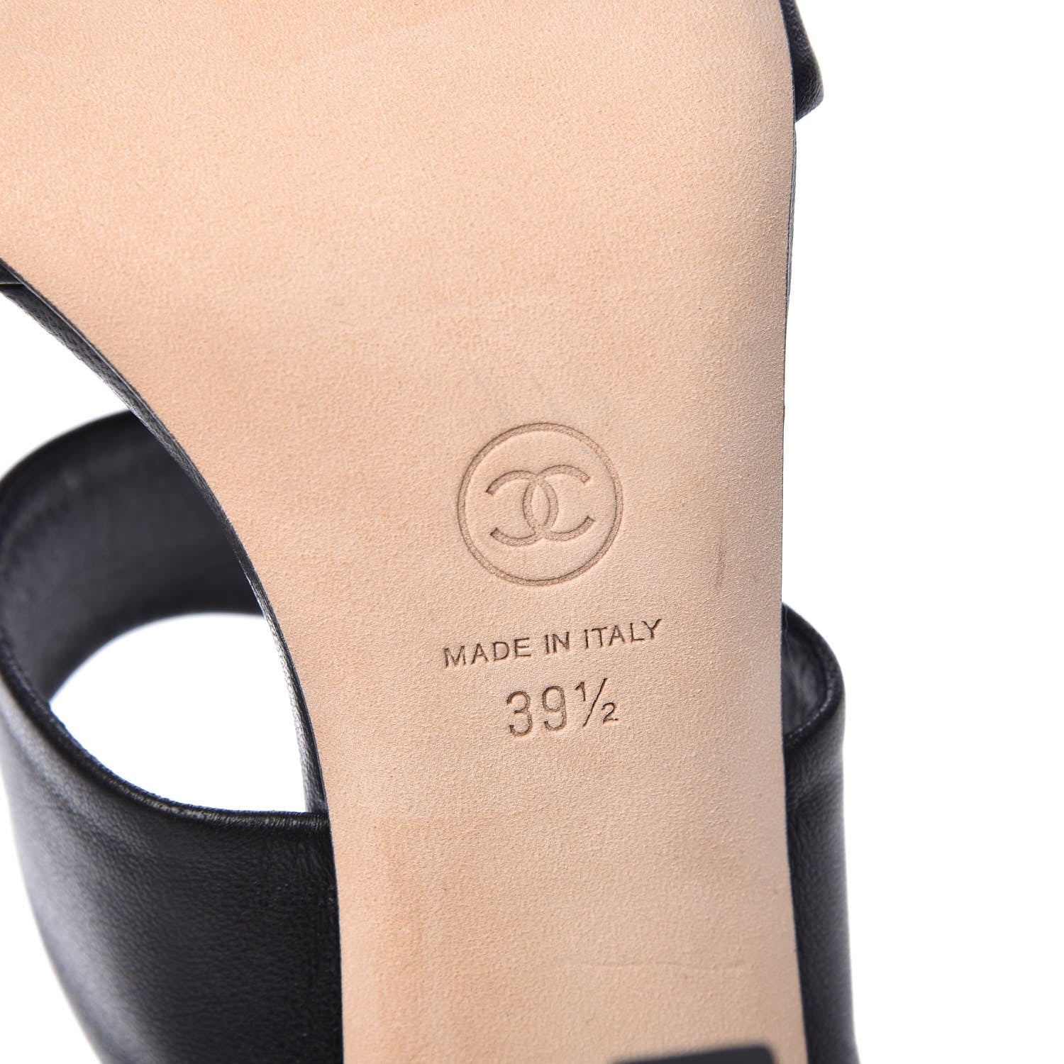 Chanel Lambskin Open Toe Pearl Sandal Heels 39.5 Black 8 of 10