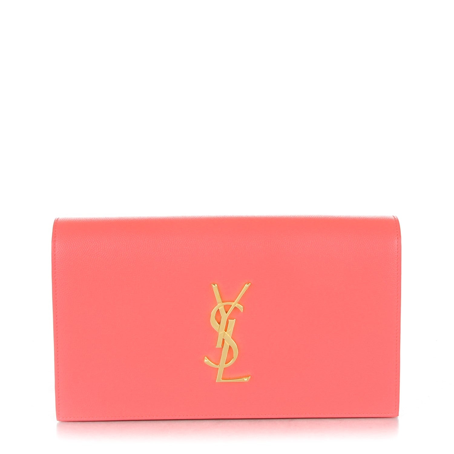 Saint Laurent Grain De Poudre Classic Monogram Clutch Rose Clair 1 of 6