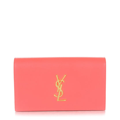 Saint Laurent Grain De Poudre Classic Monogram Clutch Rose Clair 1 of 6