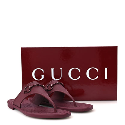 Gucci Rubber Womens Horsebit Thong Sandals 41 Rosso Ancora 9 of 9