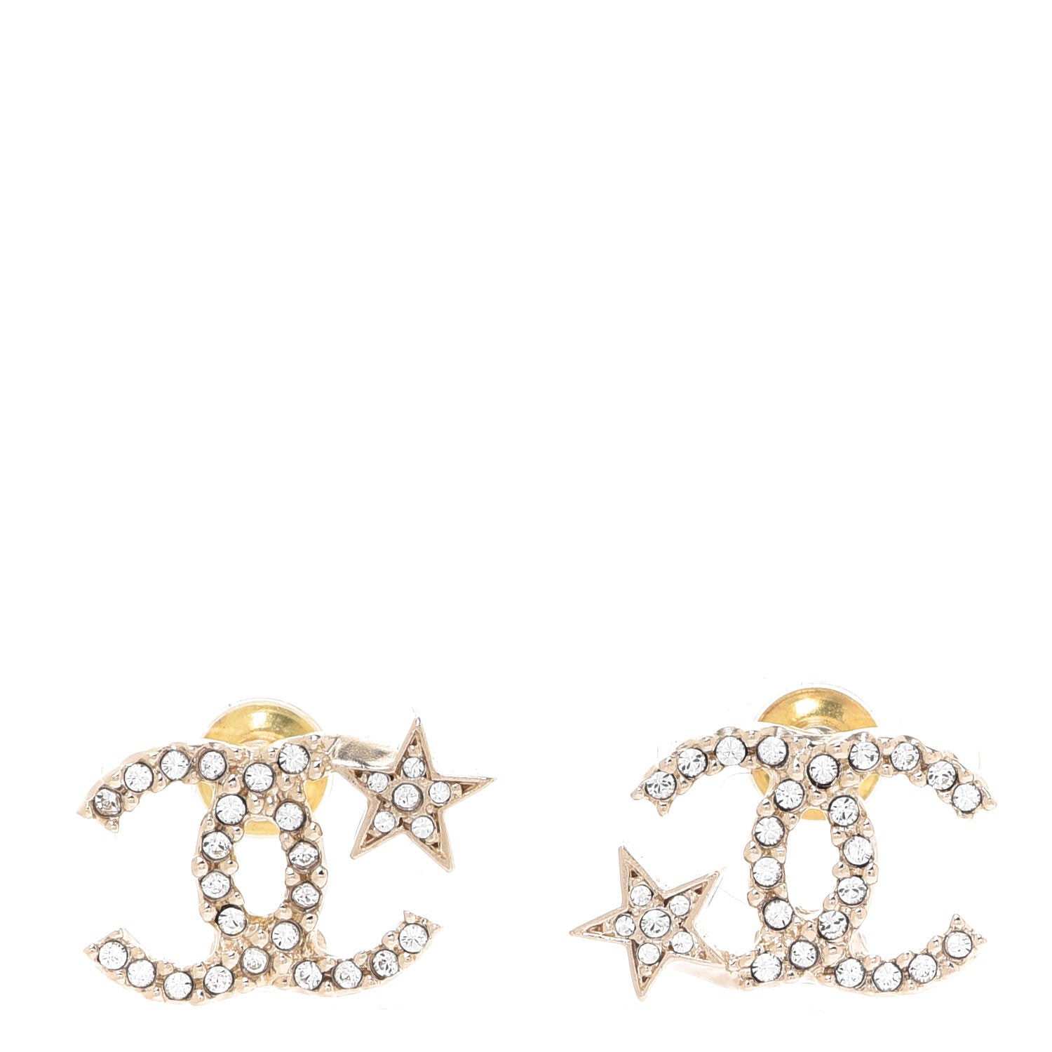 Chanel Crystal CC Starfall Earrings Gold 1 of 5
