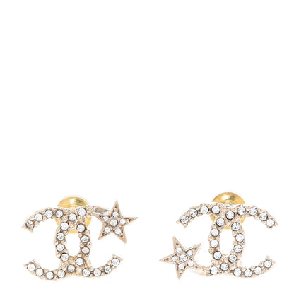 Chanel Crystal CC Starfall Earrings Gold 1 of 5