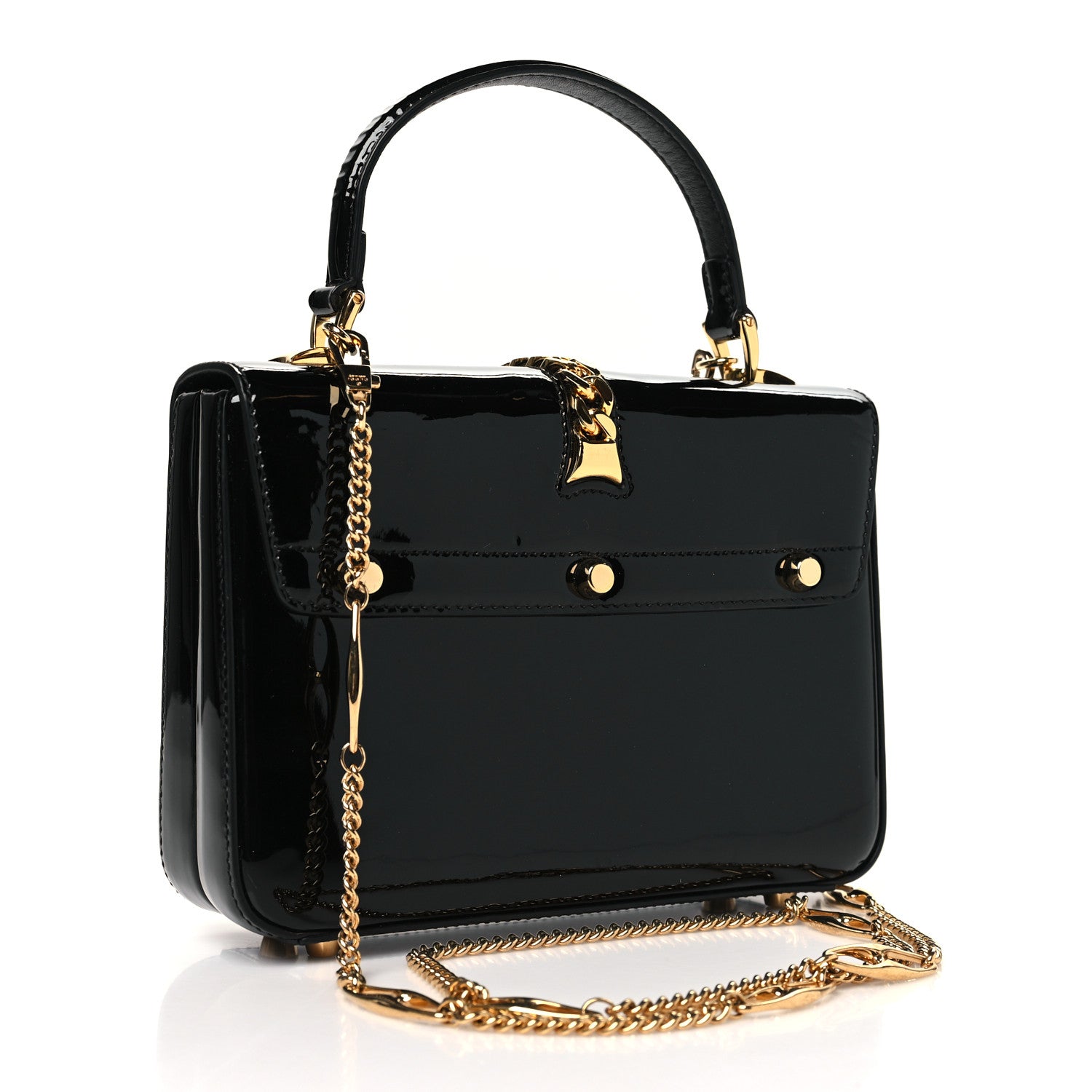 Gucci Mousse Top Patent Mini Sylvie 1969 Top Handle Bag Black 3 of 10