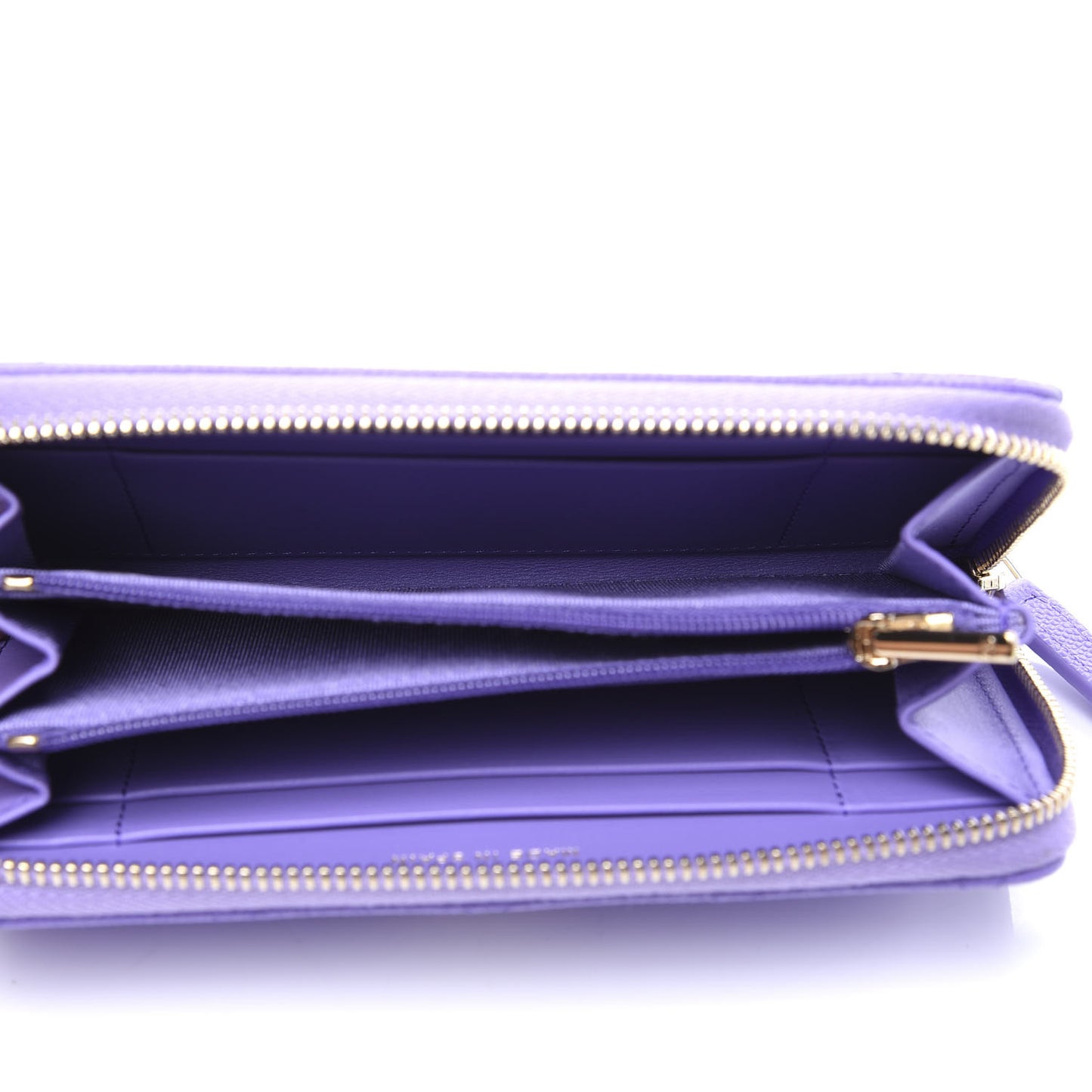 Caviar Quilted Medium Zip Around Wallet Purple