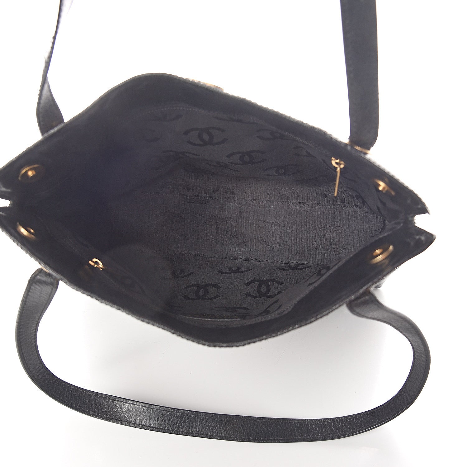 Chanel Patent Perforated Camellia Tote Black 4 of 9