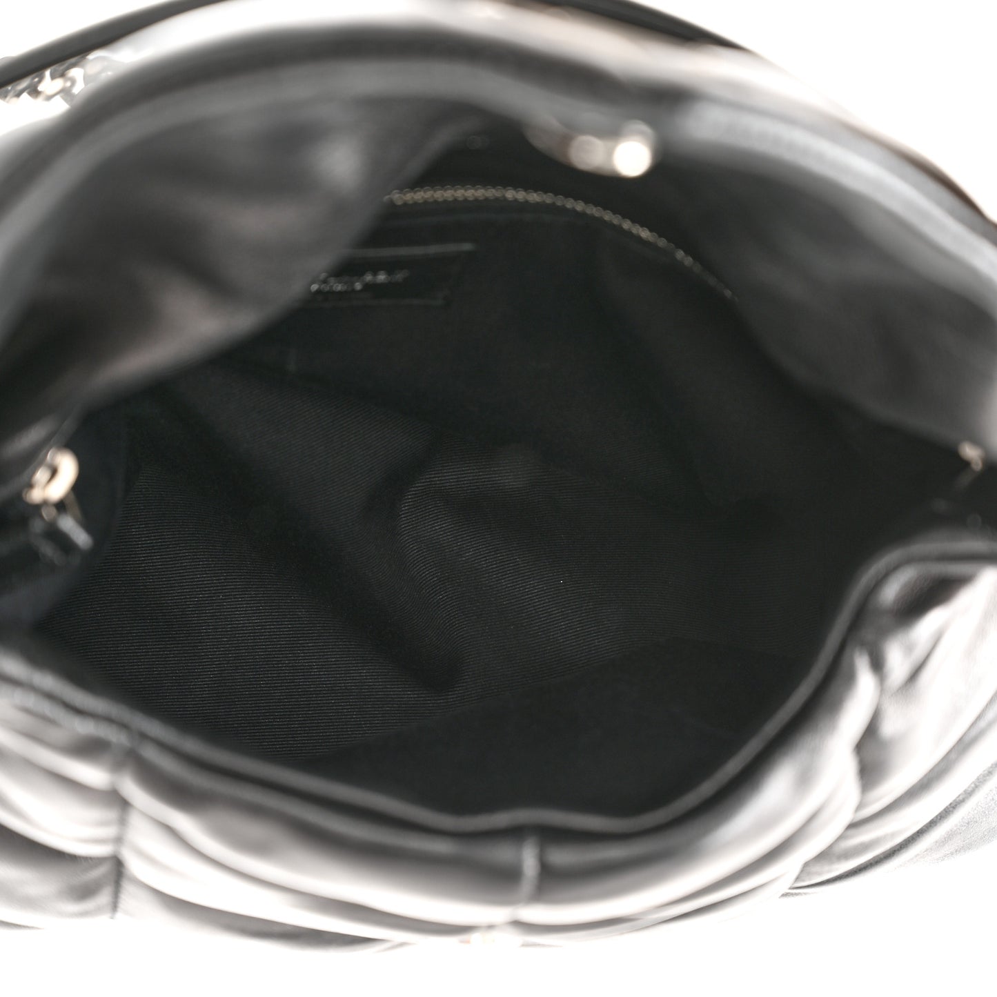 Lambskin Quilted Small Loulou Puffer Monogram Chain Satchel Black