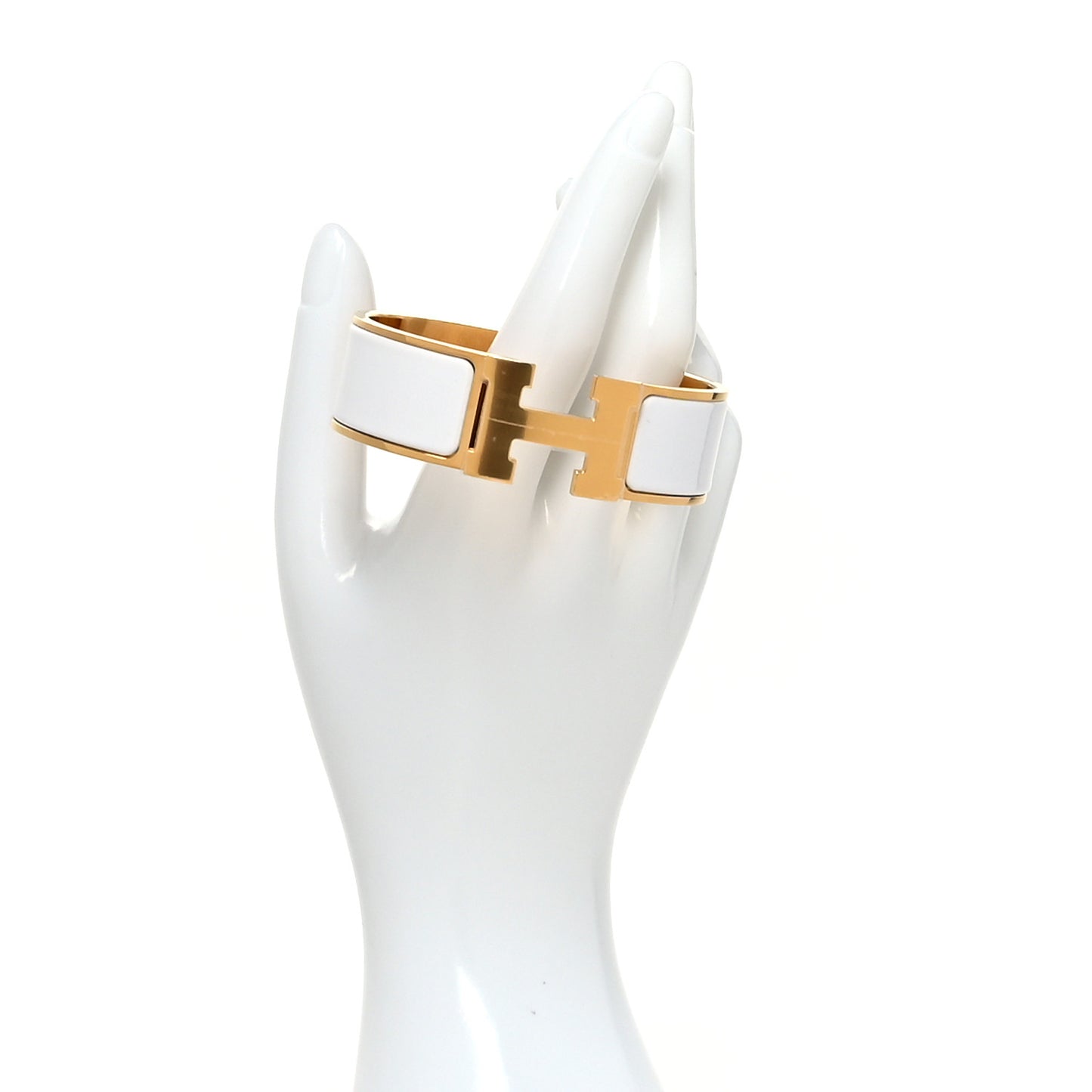 Enamel Wide Clic Clac H Bracelet GM White