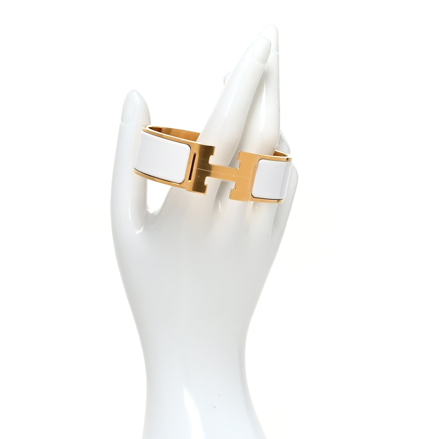 Hermes Enamel Wide Clic Clac H Bracelet GM White 2 of 5