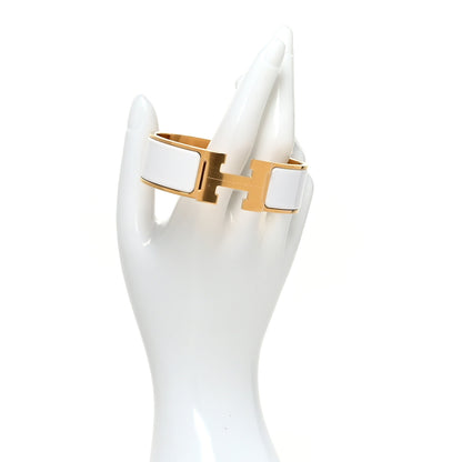 Hermes Enamel Wide Clic Clac H Bracelet GM White 2 of 5
