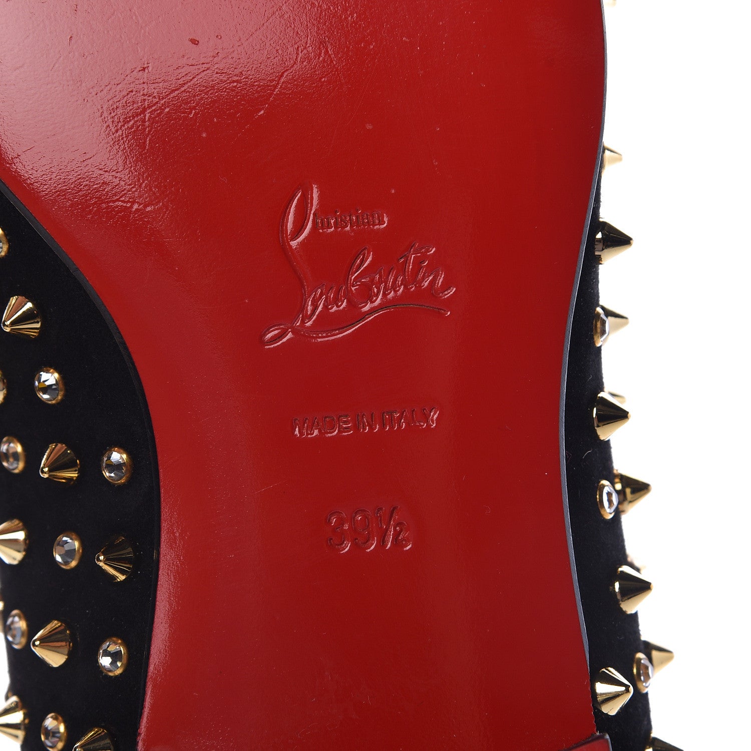 Christian Louboutin Veau Velours Crystal Mens Dandy 1C1S Flat Loafers 39.5 Black Gold 6 of 9
