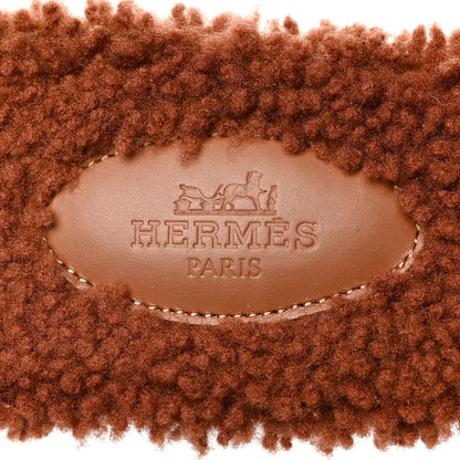 Hermes Woolskin Oran Sandals 38 Cognac 7 of 7