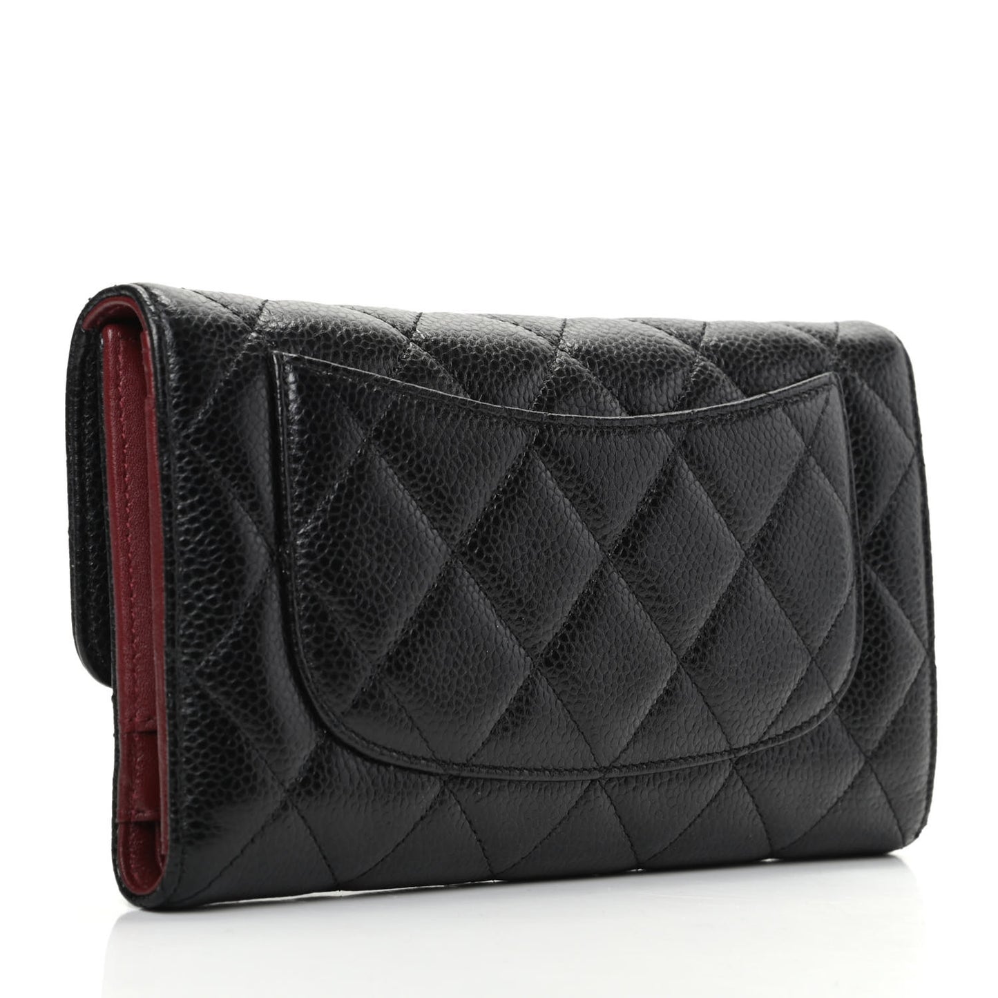 Caviar Quilted Large Flap Wallet Black