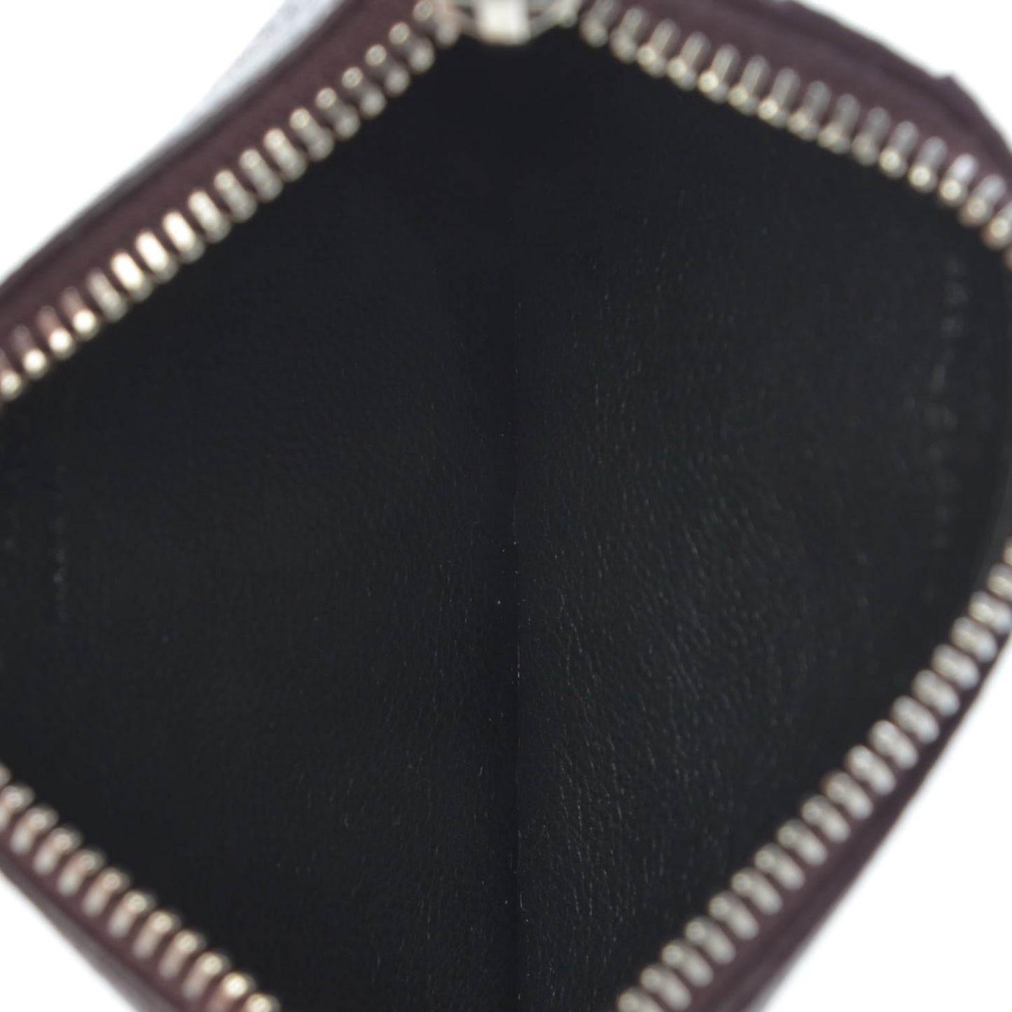 Grained Calfskin 5 Fragments Zip Pouch Card Holder Bordeaux