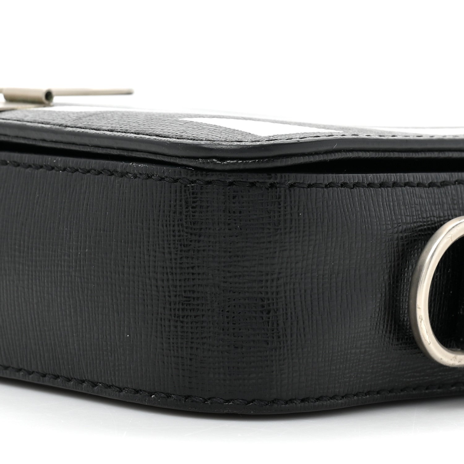 Off-White Saffiano Striped Mini Diag Binder Clip Bag Black White 8 of 18
