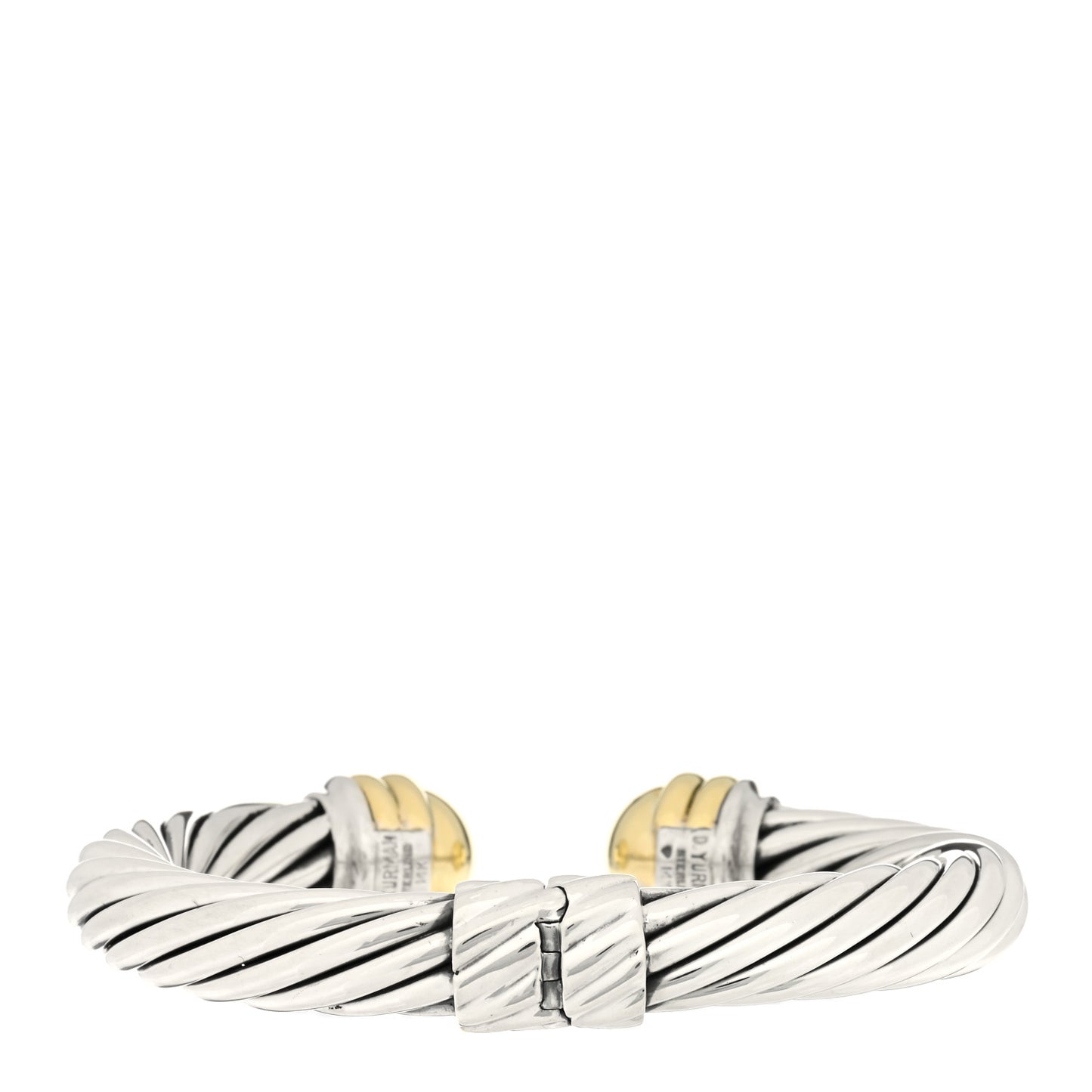 Sterling Silver 14K Yellow Gold 10mm Cable Classics Bracelet