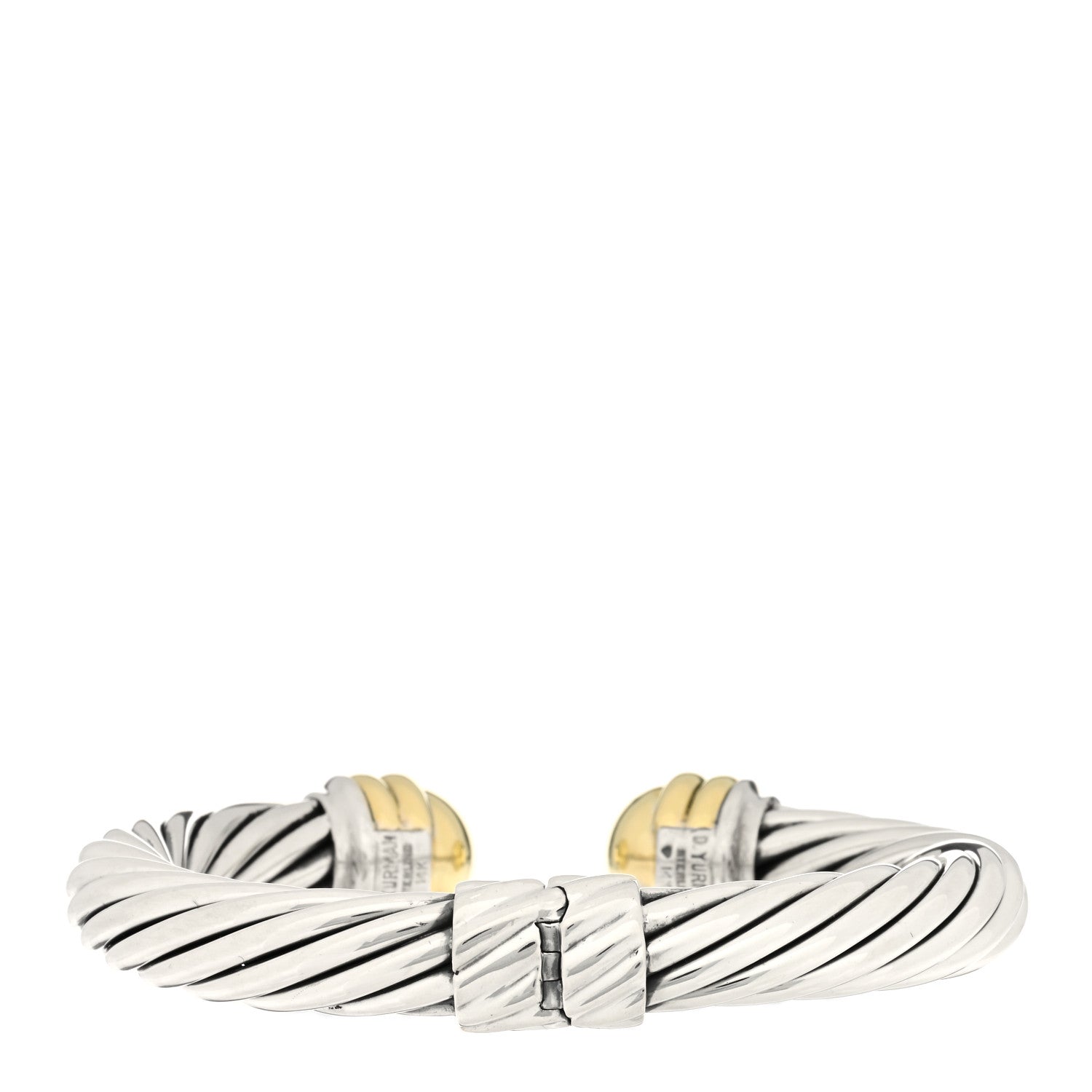 David Yurman Sterling Silver 14K Yellow Gold 10mm Cable Classics Bracelet 2 of 3