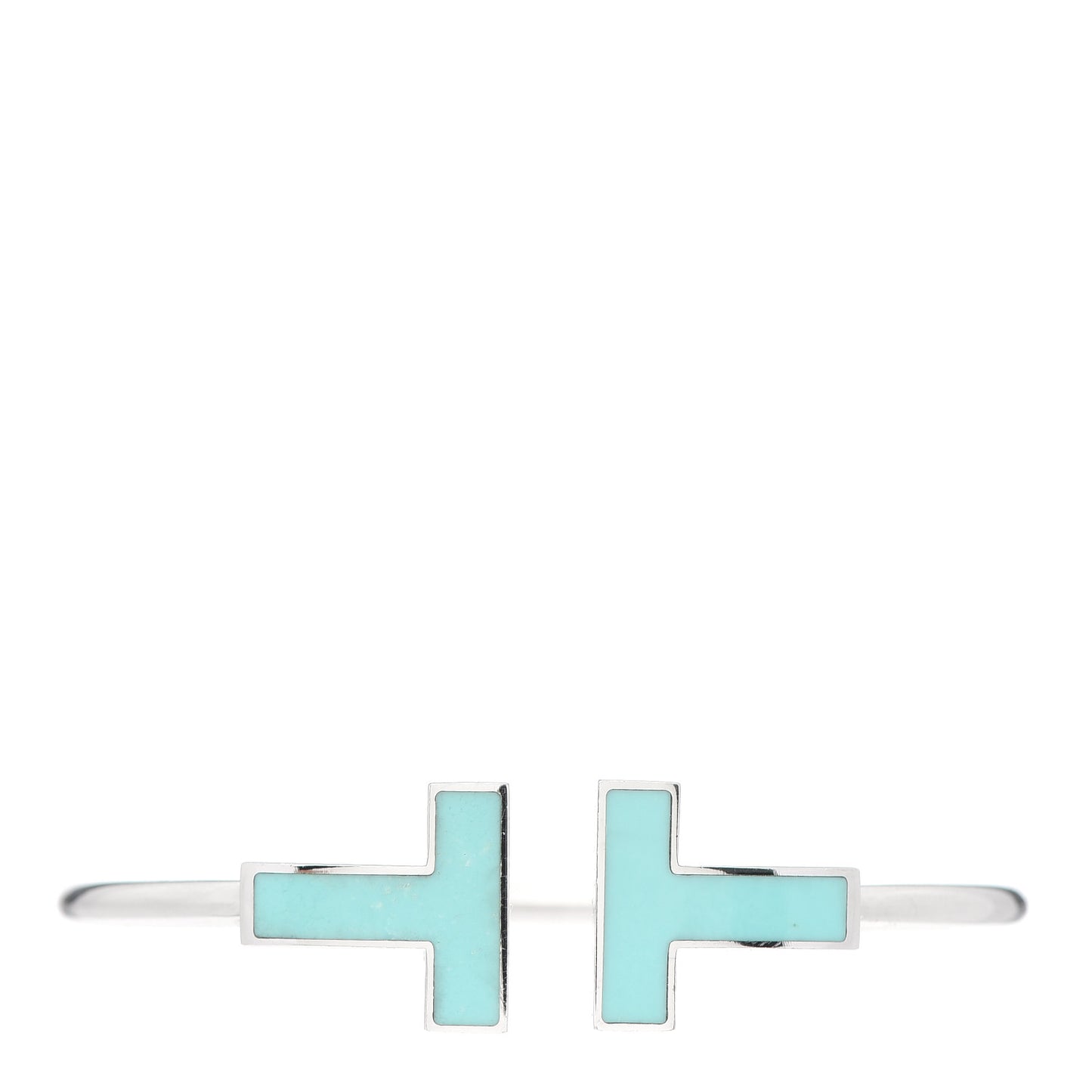 18K White Gold Turquoise Wide T Wire Bracelet