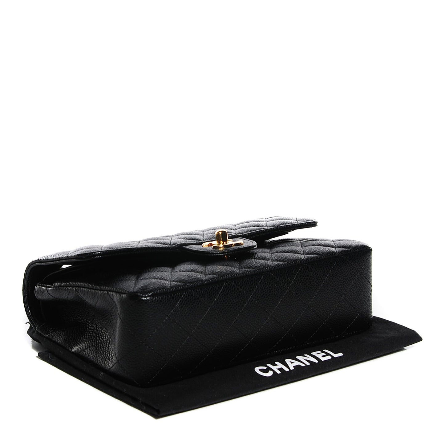 Caviar Quilted Small Double Flap Black