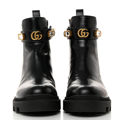 Gucci Calfskin Crystal GG Trip Chelsea Ankle Boots 37.5 Black 2 of 9
