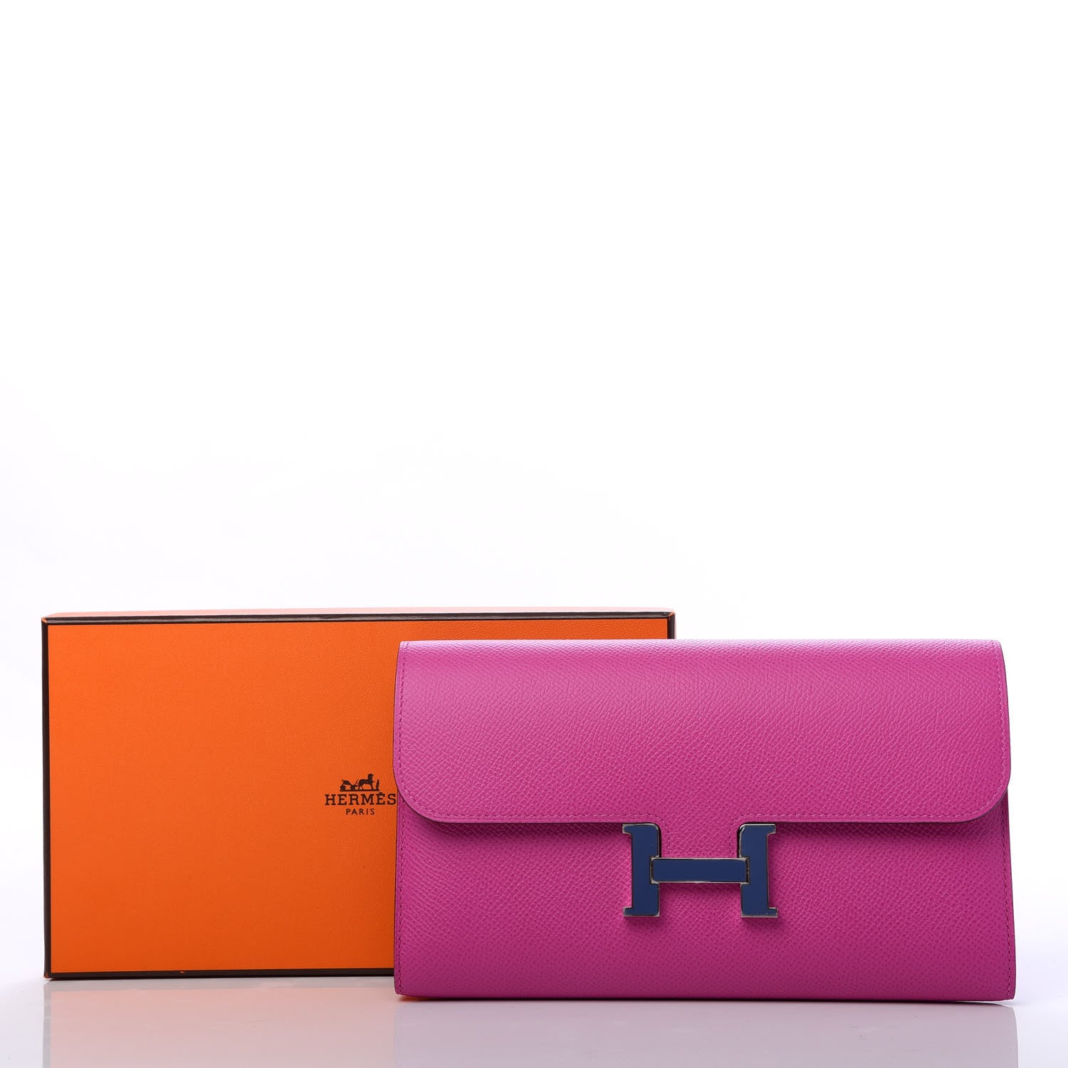 Hermes Epsom Enamel Constance Long Wallet Magnolia Brighton Bleu 7 of 7