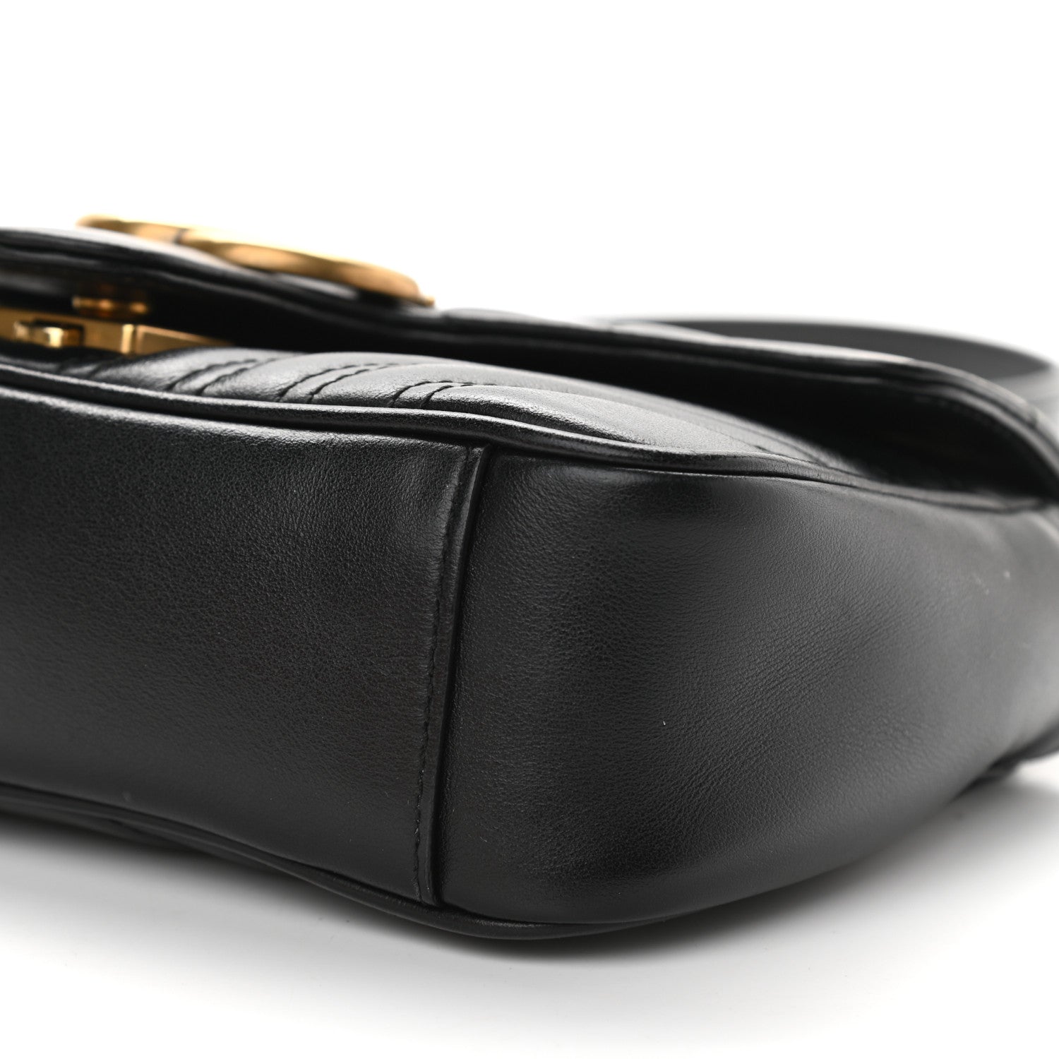 Gucci Calfskin Matelasse Mini GG Marmont Shoulder Bag Black 9 of 9