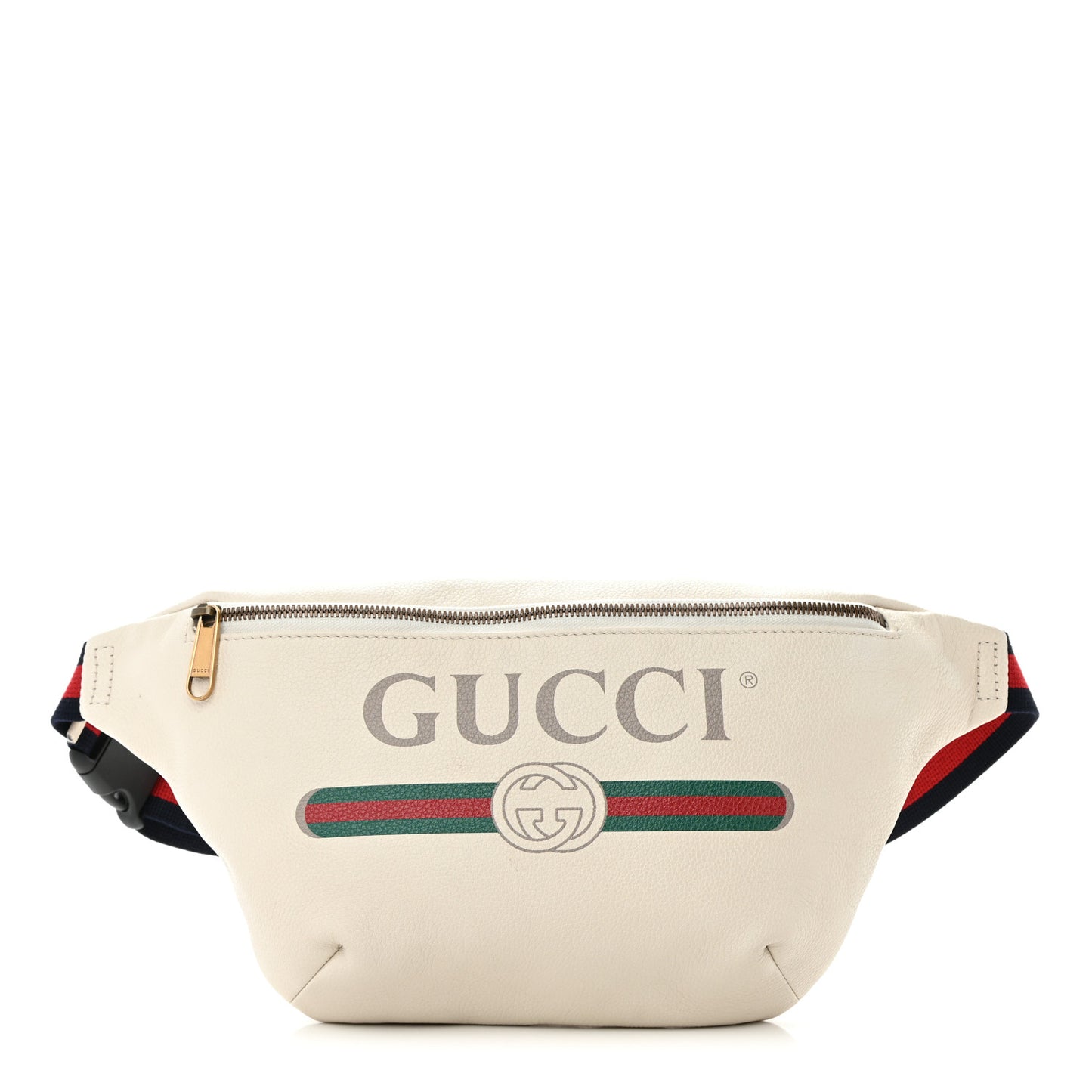 Grained Calfskin Logo Belt Bag White