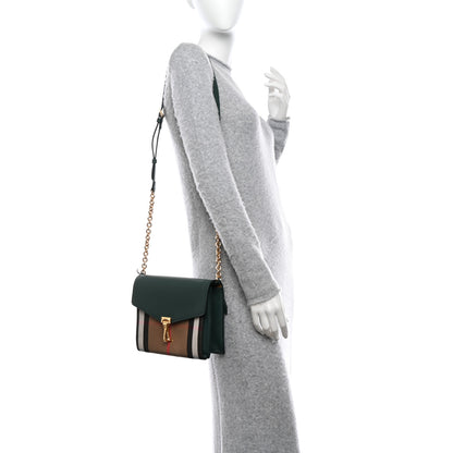 Burberry Derby Calfskin House Check Small Macken Crossbody Bag Bottle Green 2 of 9