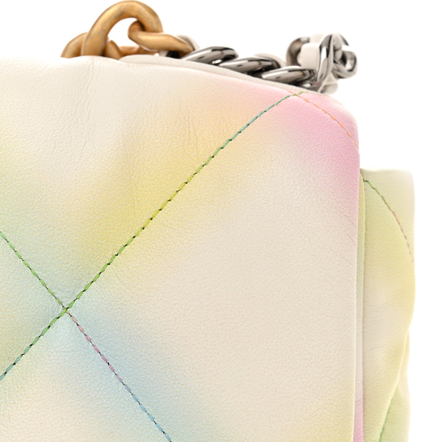 Chanel Printed Goatskin Quilted Medium Chanel 19 Flap White Multicolor 11 of 13