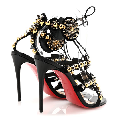 Christian Louboutin Shiny Nappa Studded Kaleikita 100 Sandals 38.5 Black 5 of 10