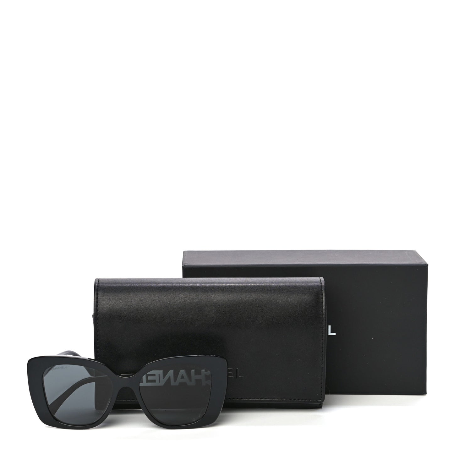 Acetate Strass Square Sunglasses 5422-B Black White
