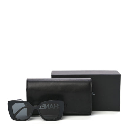 Chanel Acetate Strass Square Sunglasses 5422-B Black White 5 of 9