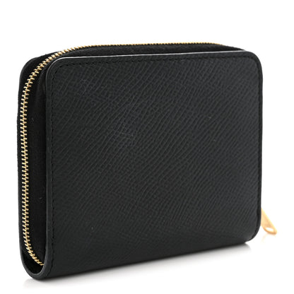 Celine Grained Calfskin Compact Zipped Wallet Black 3 of 8