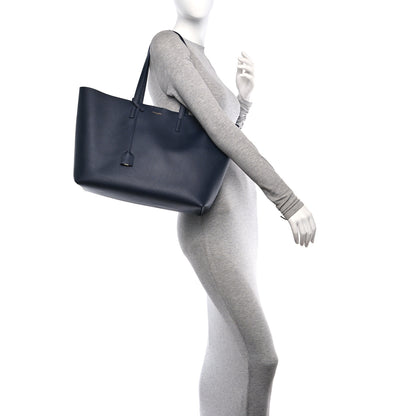 Saint Laurent Calfskin Large Shopping Tote Deep Marine 2 of 10