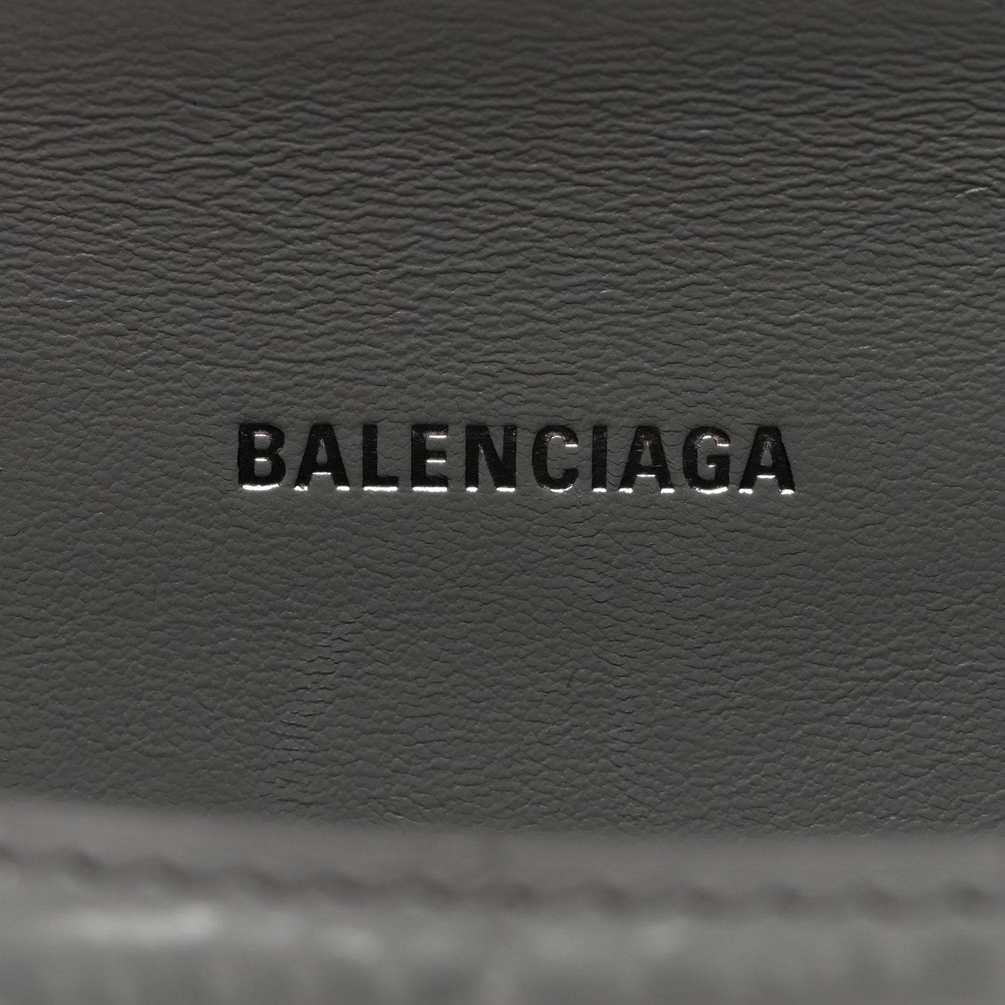 Shiny Calfskin Crocodile Embossed Hourglass Top Handle Bag XS Balenciaga Grey