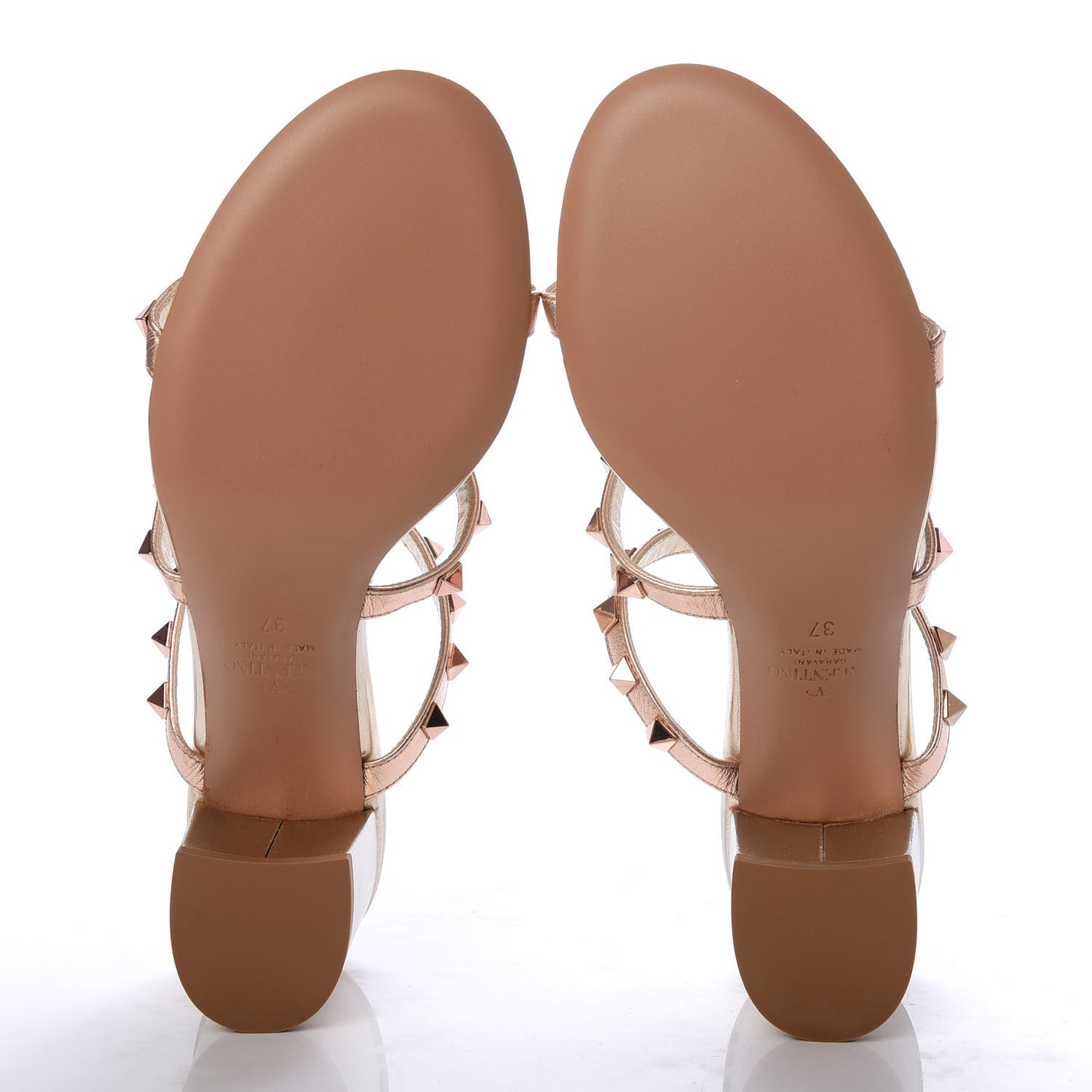 Metallic Nappa Rockstud 60mm Caged Slide Sandals 37 Rame Sahara