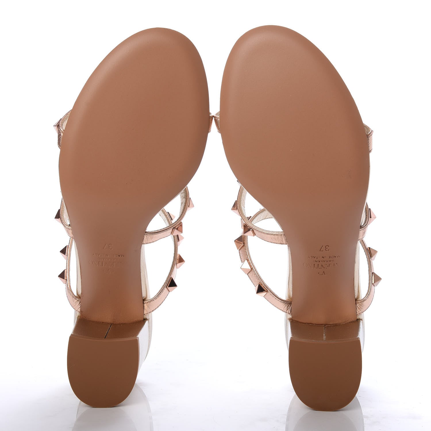 Valentino Garavani Metallic Nappa Rockstud 60mm Caged Slide Sandals 37 Rame Sahara 5 of 10