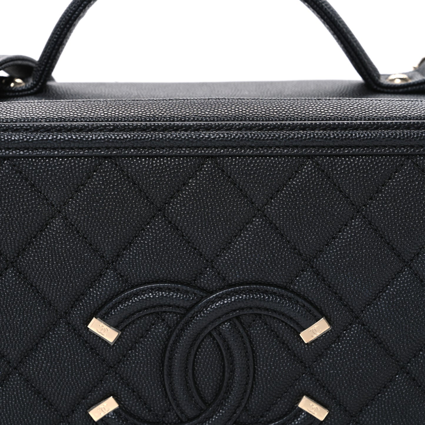 Caviar Quilted Large CC Filigree Vanity Case Black
