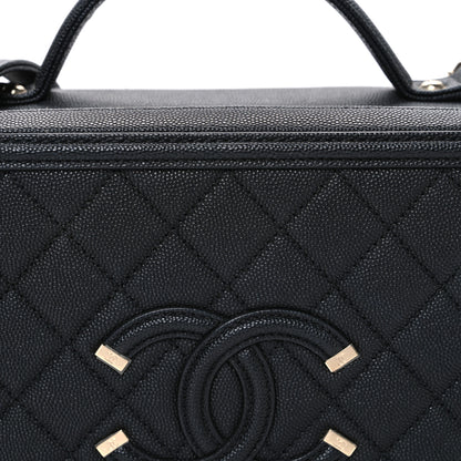 Chanel Caviar Quilted Large CC Filigree Vanity Case Black 9 of 12